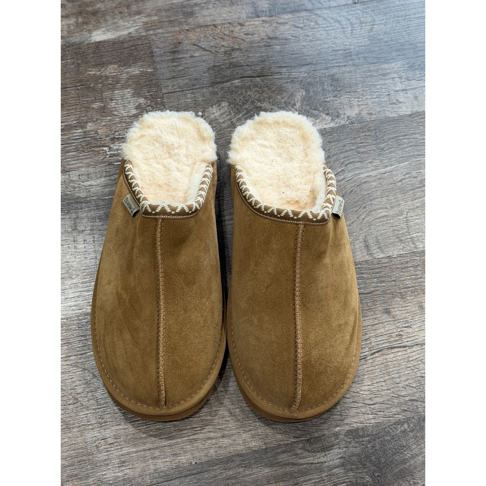 Bearpaw Charlotte Hickory Brown Suede Wool Blend Scuff Slippers Women L 9-10